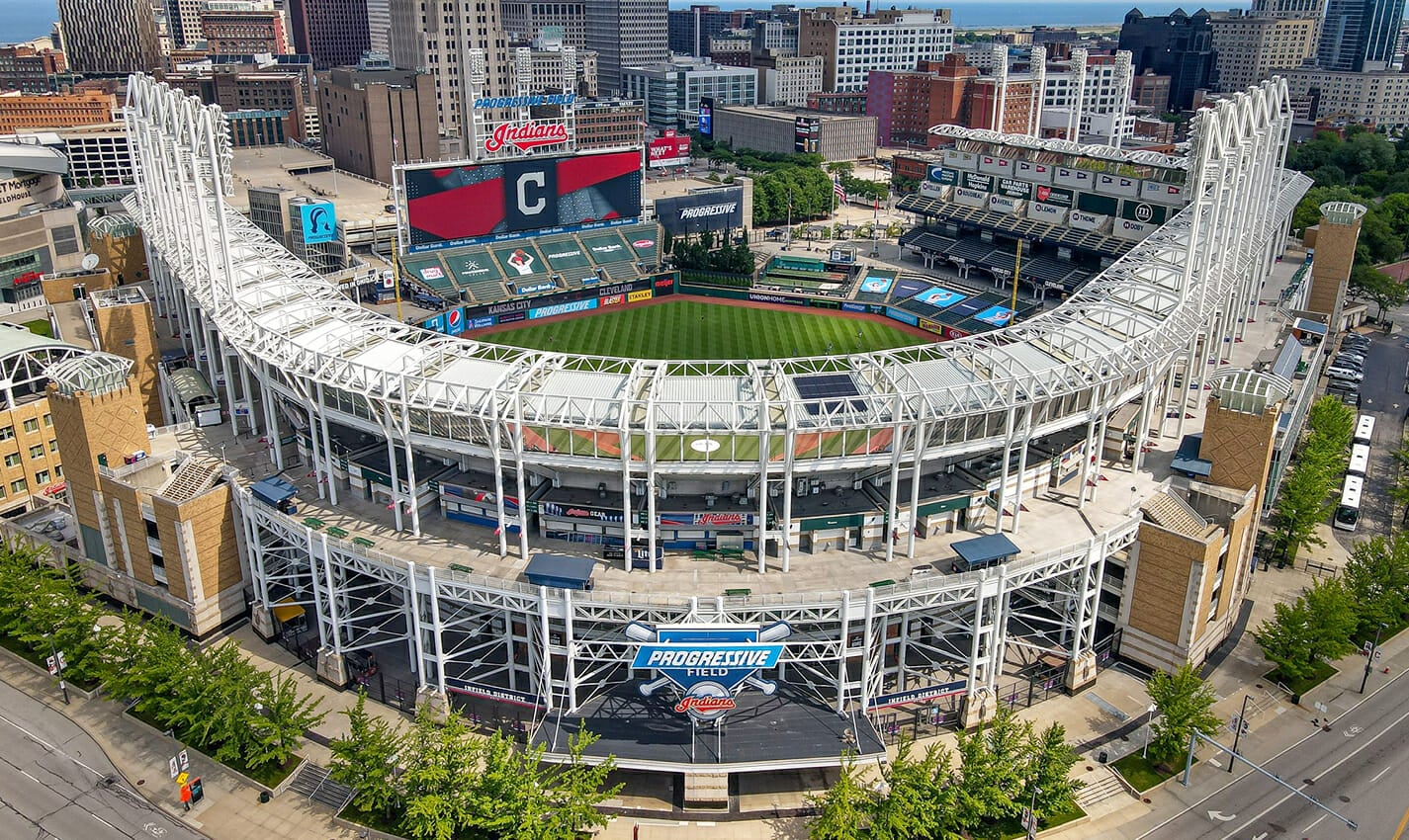 Progressive Field in Cleveland, where Tampa Bay's 3-1 win in Game 5 put the Rays one win from the World Series.