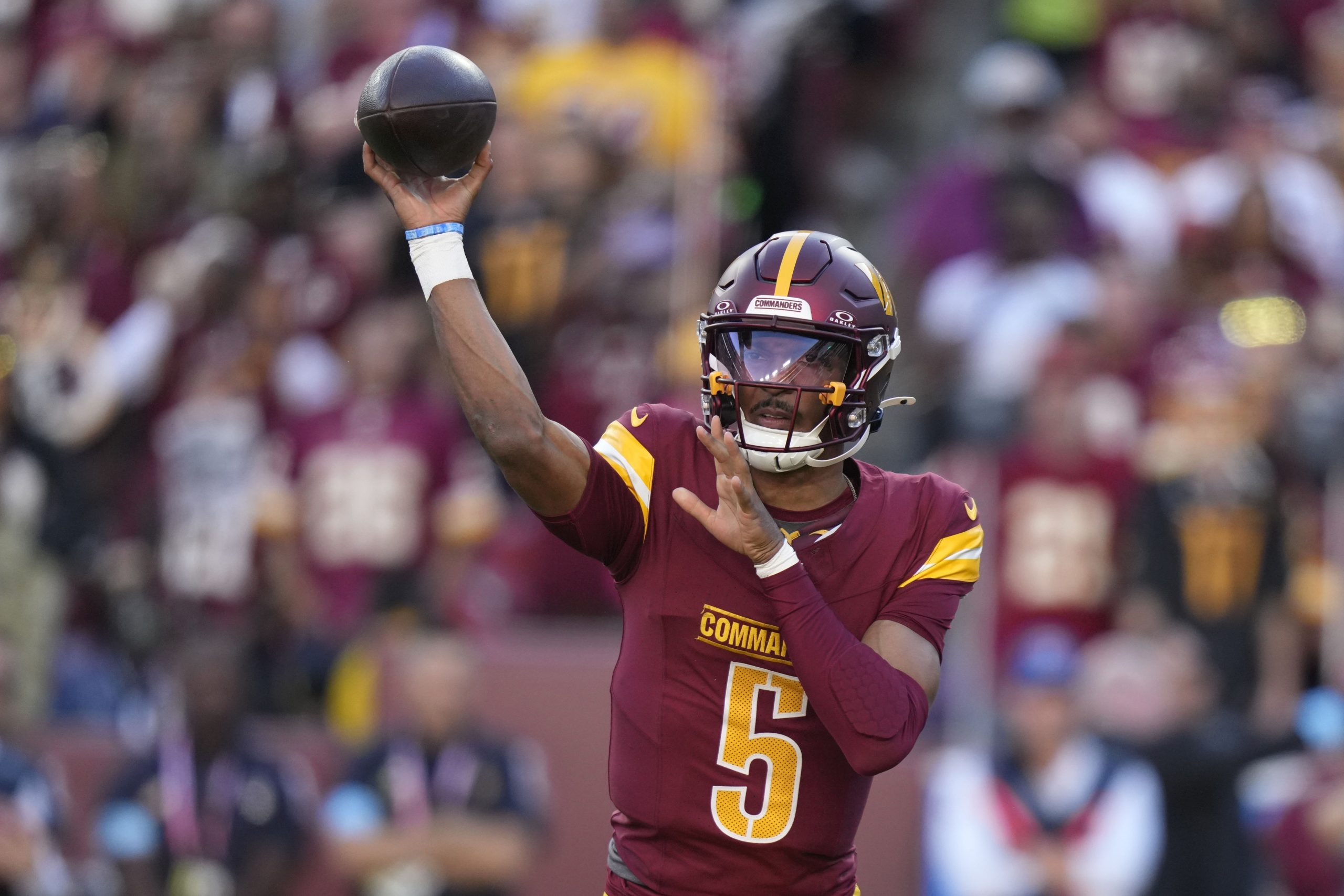 File photo: Jayden Daniels, whose second-half rally nearly stole Monday Night Football.