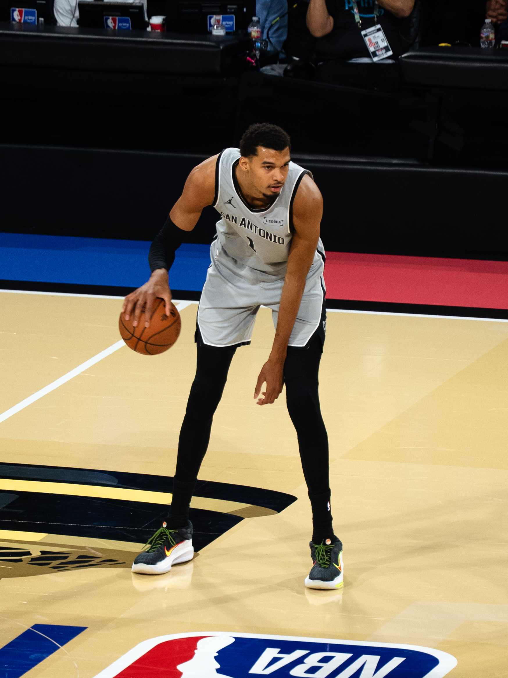 File photo: Victor Wembanyama dribbles during the 2025 NBA Cup at T-Mobile Arena in Las Vegas.