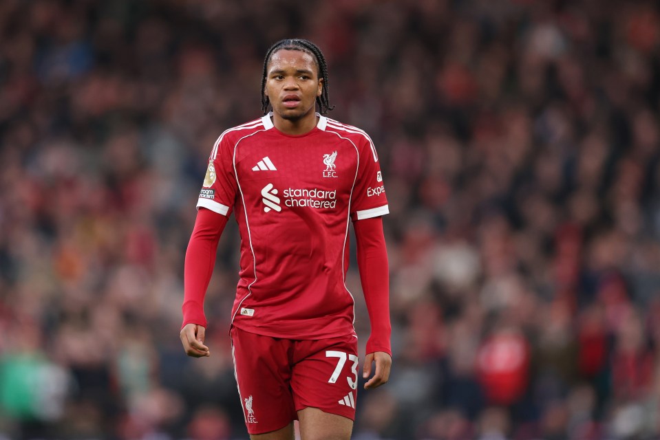 Rio Ngumoha in Liverpool's 2026-27 home kit (file photo)