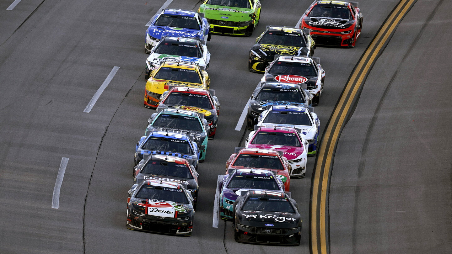 NASCAR Cup Series pack racing at Talladega Superspeedway during the 2026 season