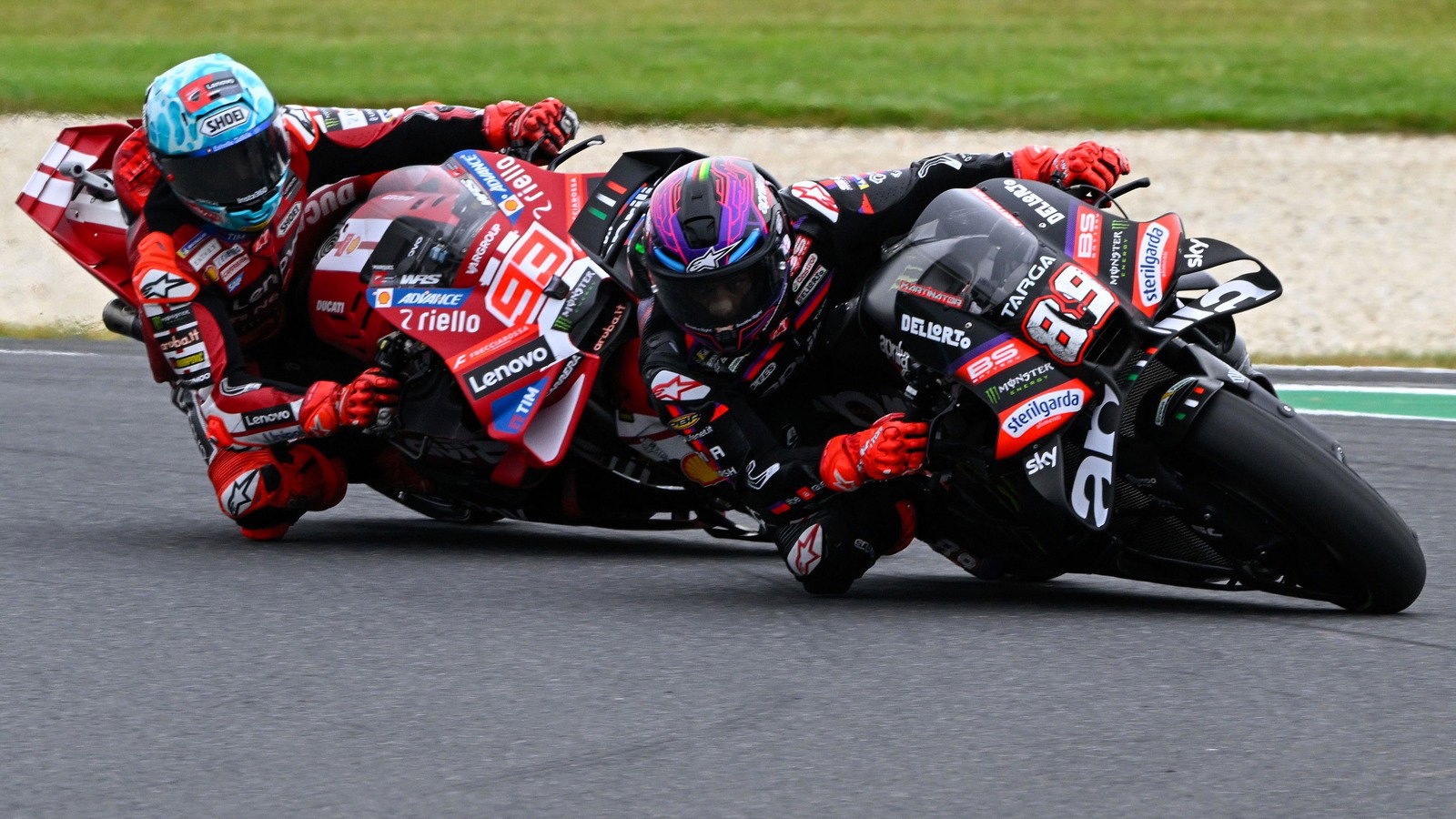 Jorge Martin and Marc Marquez battling in the 2026 Australian MotoGP sprint