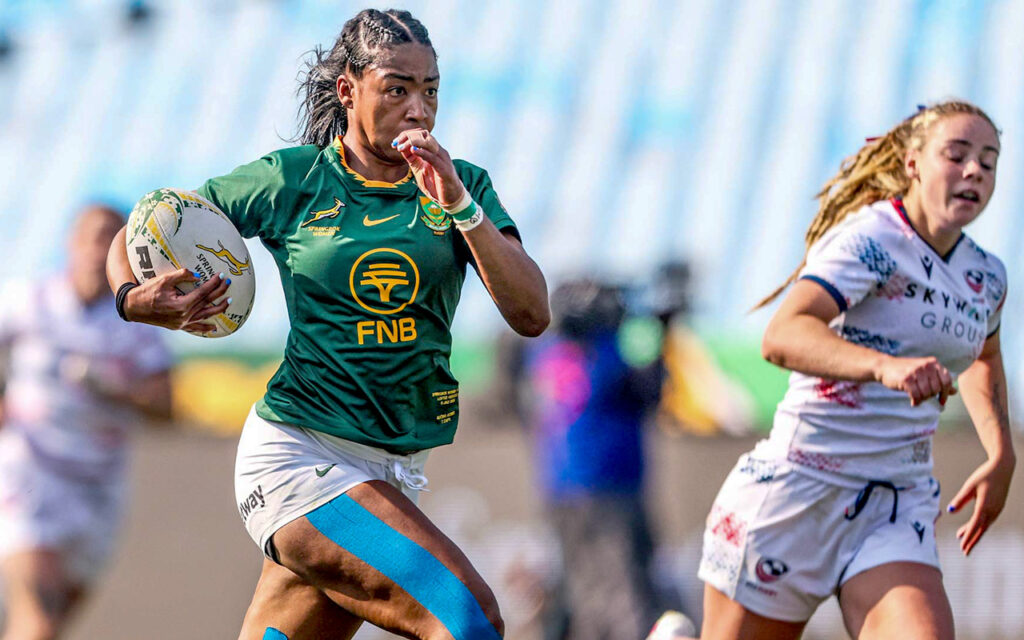 Alichia Arries in action for the Springbok Women against the United States in the second Test in July 2026