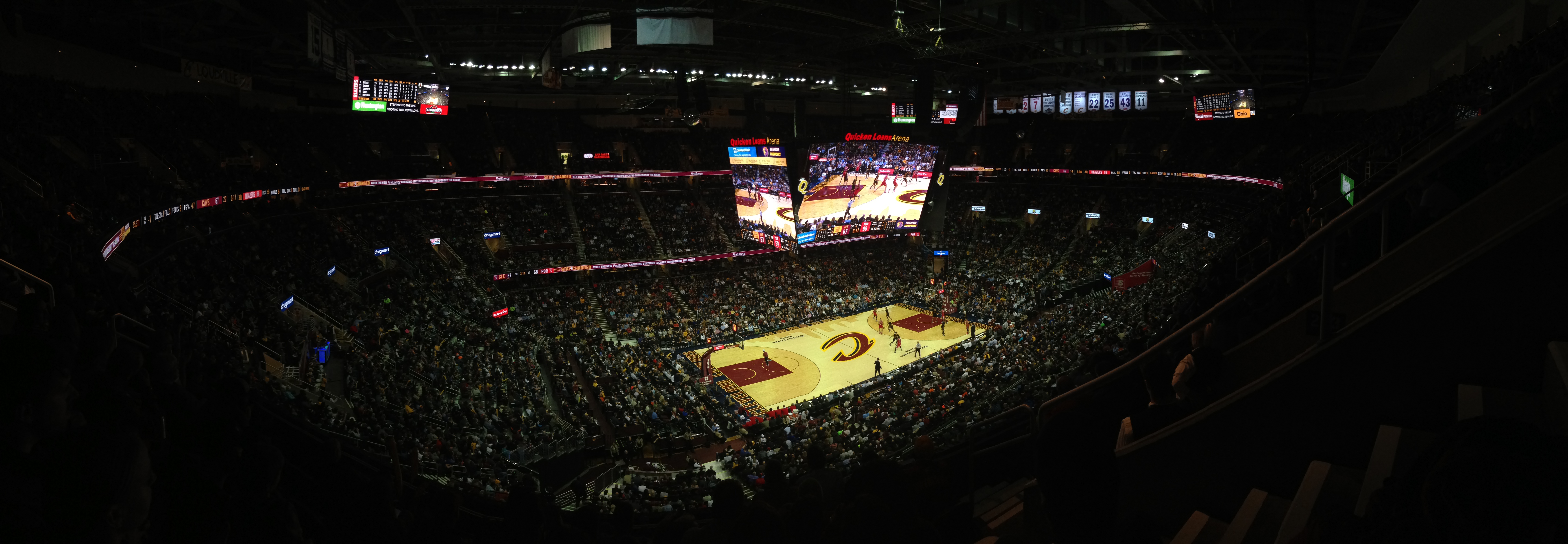 Panoramic file photo of the interior of Cleveland's arena, formerly known as Quicken Loans Arena and now Rocket Arena.
