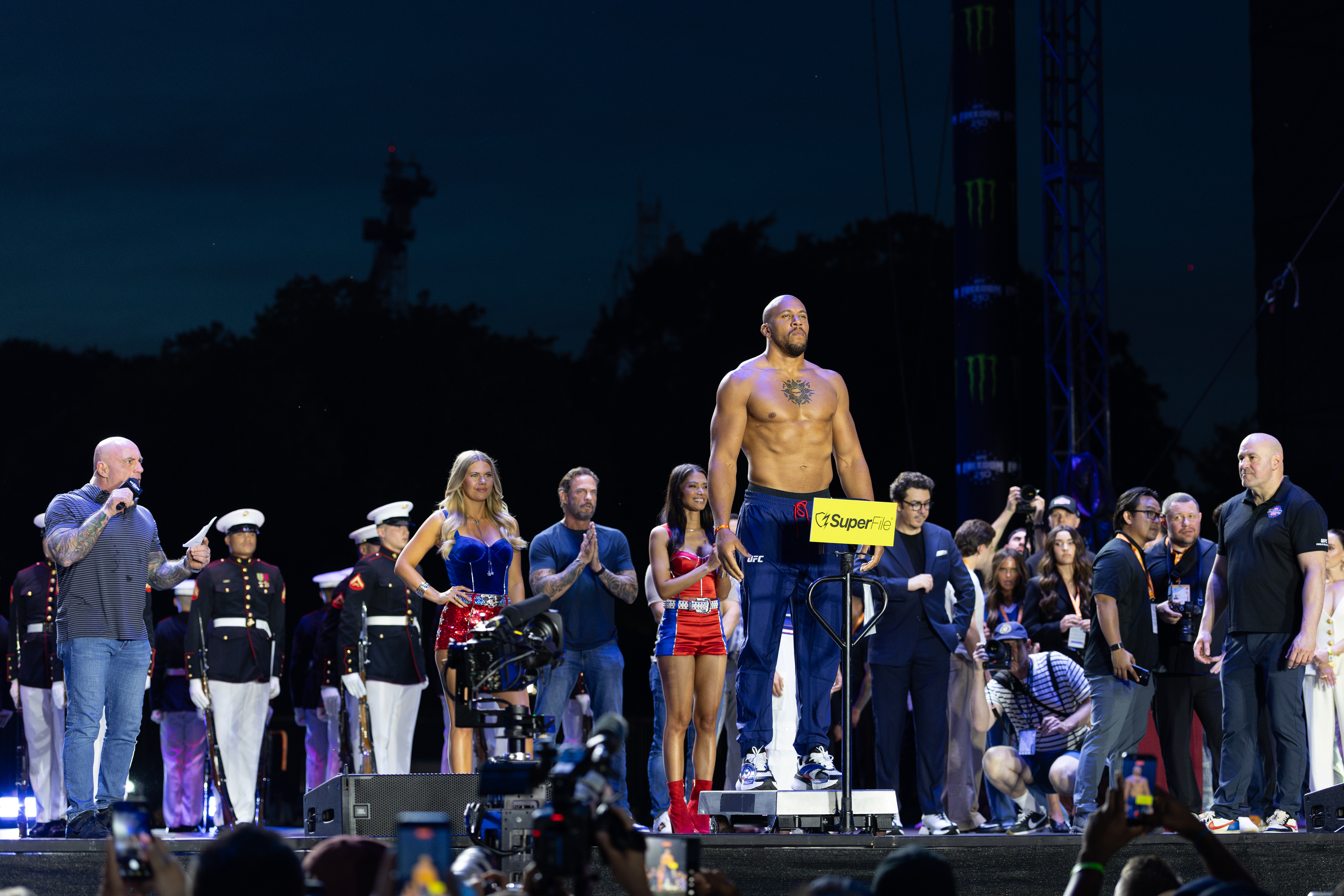 File photo from the UFC Freedom 250 ceremonial weigh-in in June 2026, not from UFC 334