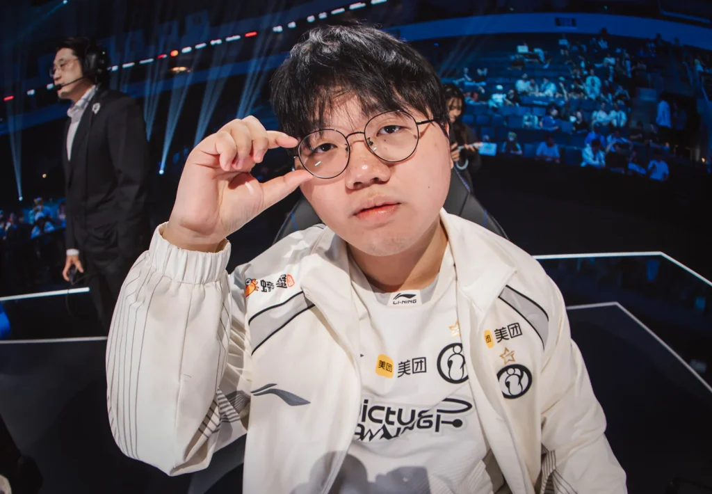 IG's JiaQi on stage against LYON at Worlds 2026