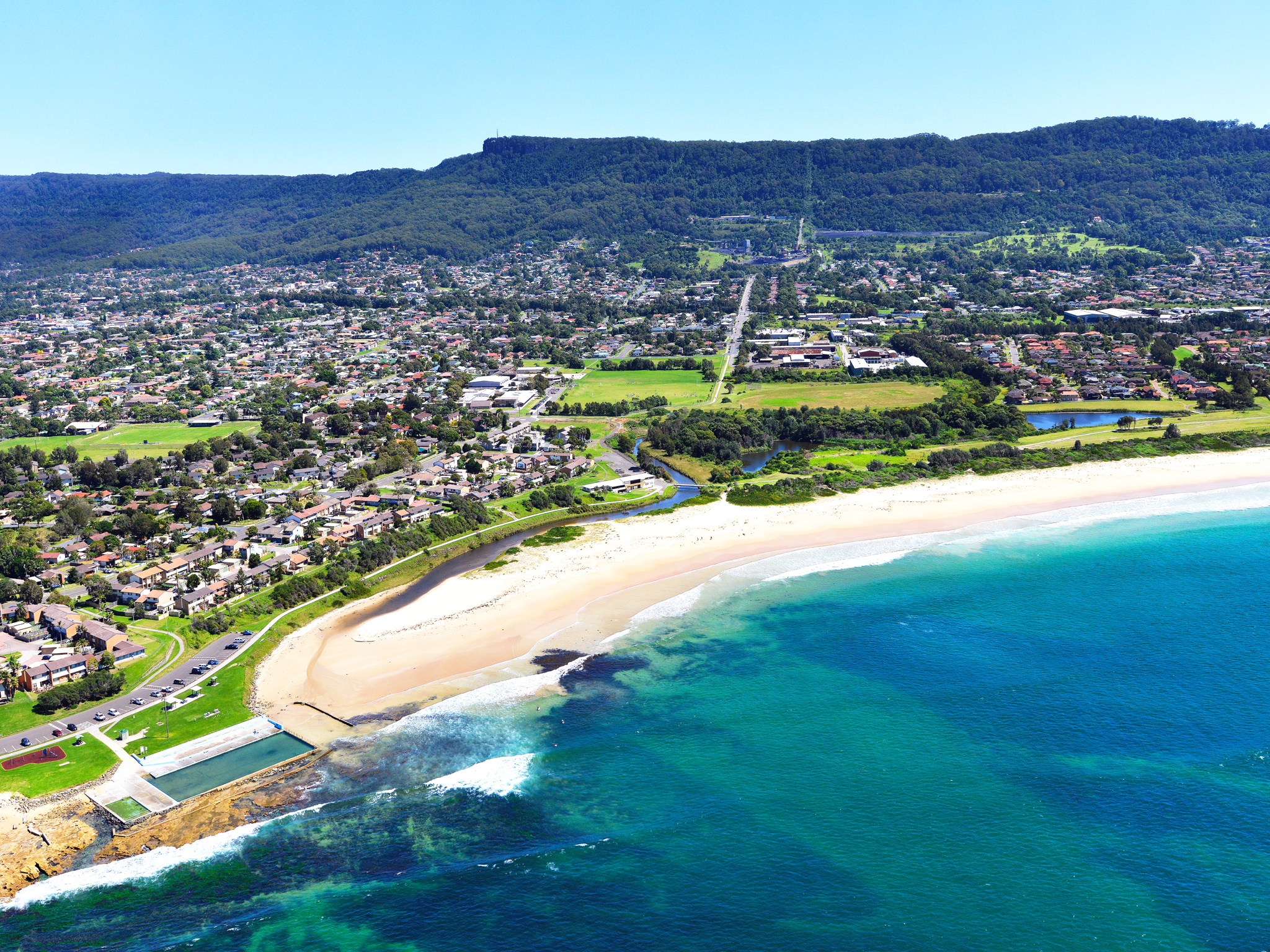 Bellambi Beach in Wollongong, Australia — host-city photo, not a photo from the match.