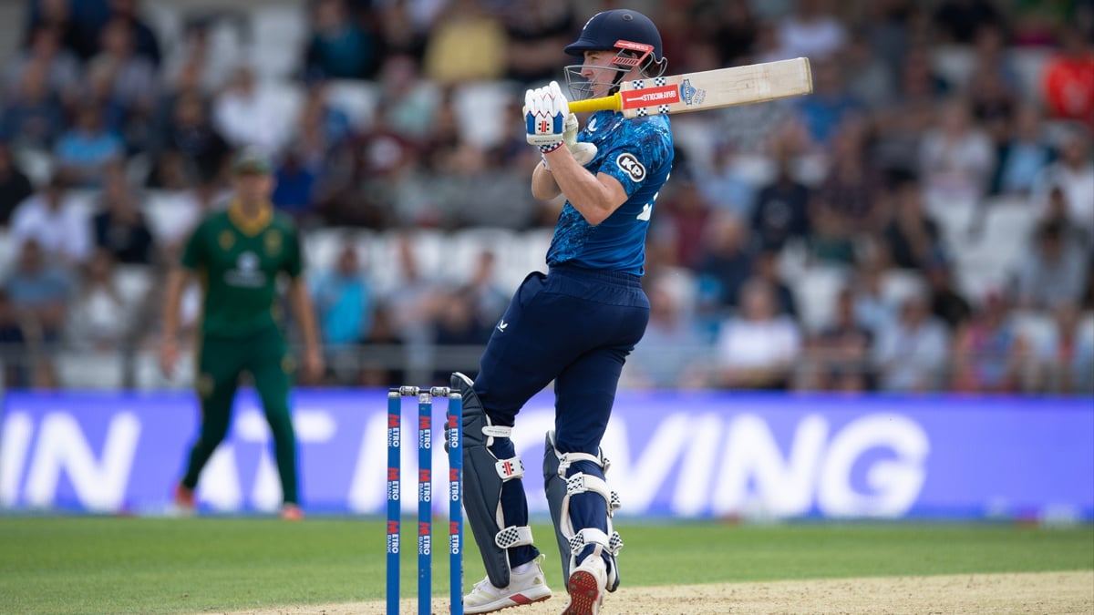 Harry Brook batting for England in a one-day international