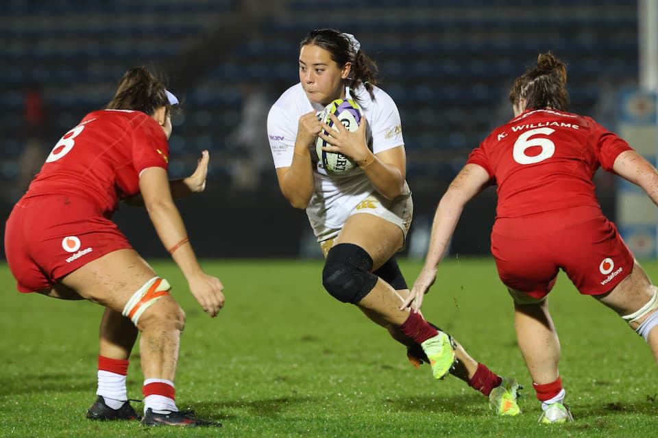 Japan and Wales players in action during the WXV match in Tokyo