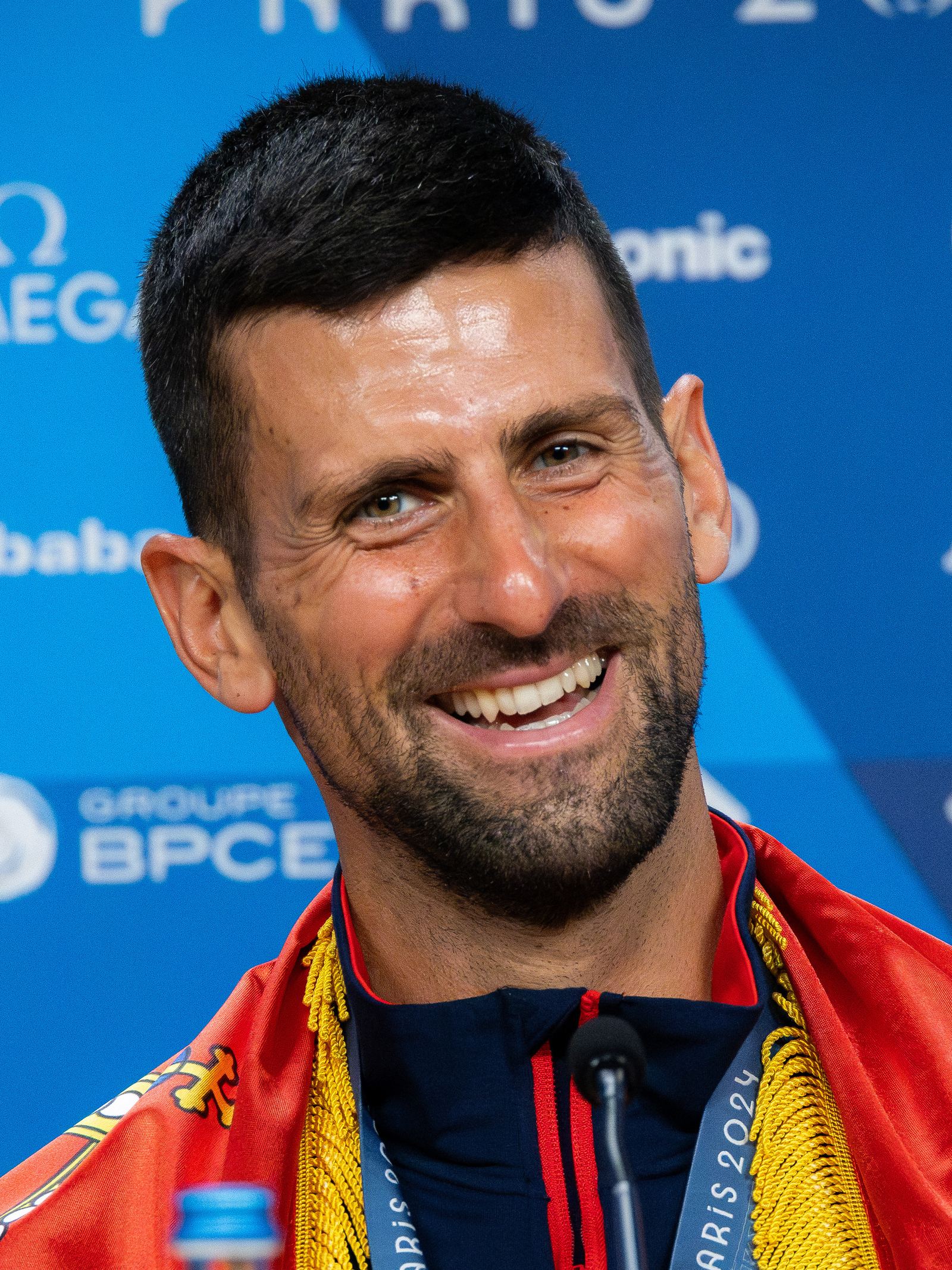 Novak Djokovic in action at the Paris 2024 Olympic Games, an earlier tournament, not the 2026 Basel match