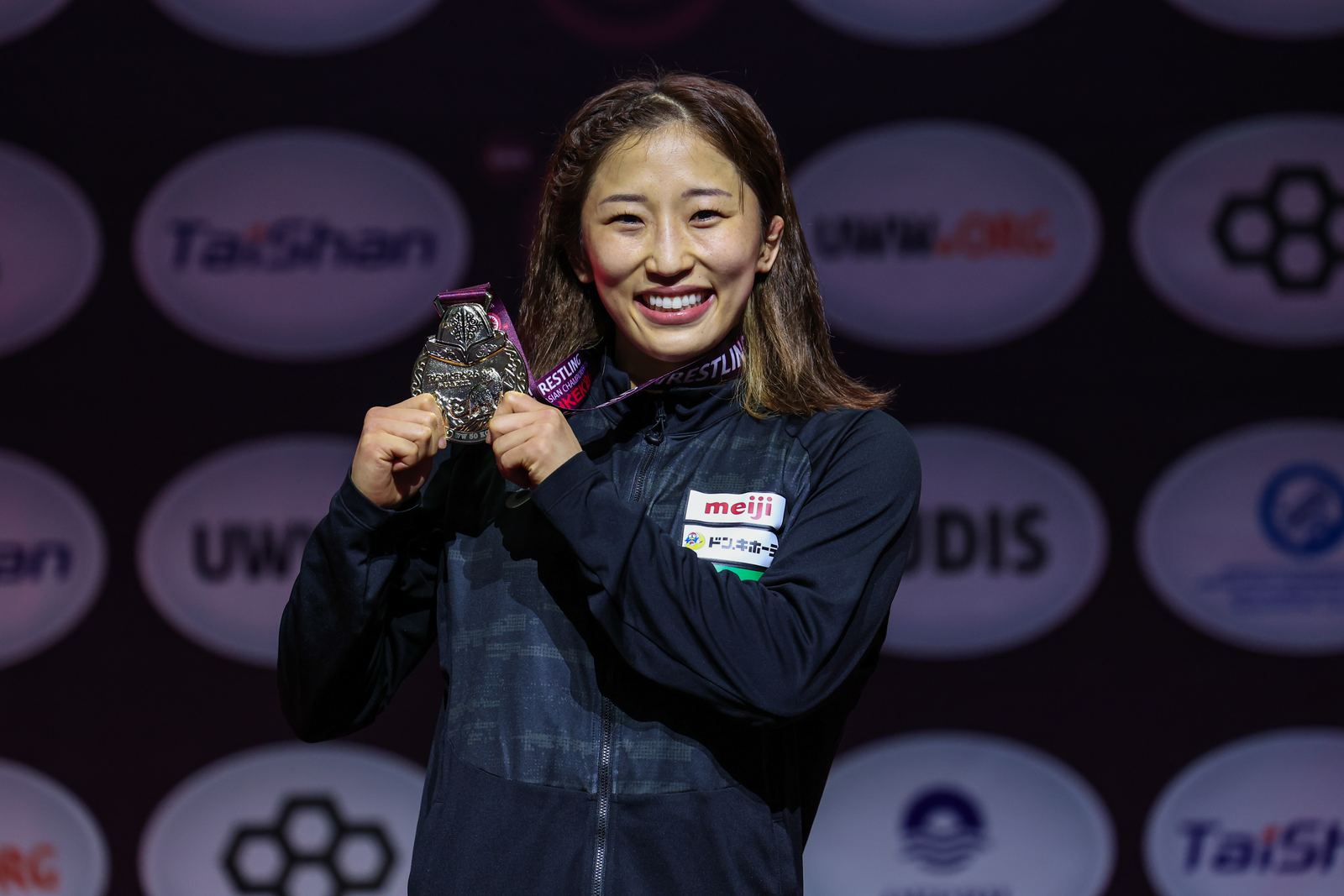 General photo of Japan's Yui Susaki at the 2026 Asian Championships in Bishkek — not a photo from the Astana final.