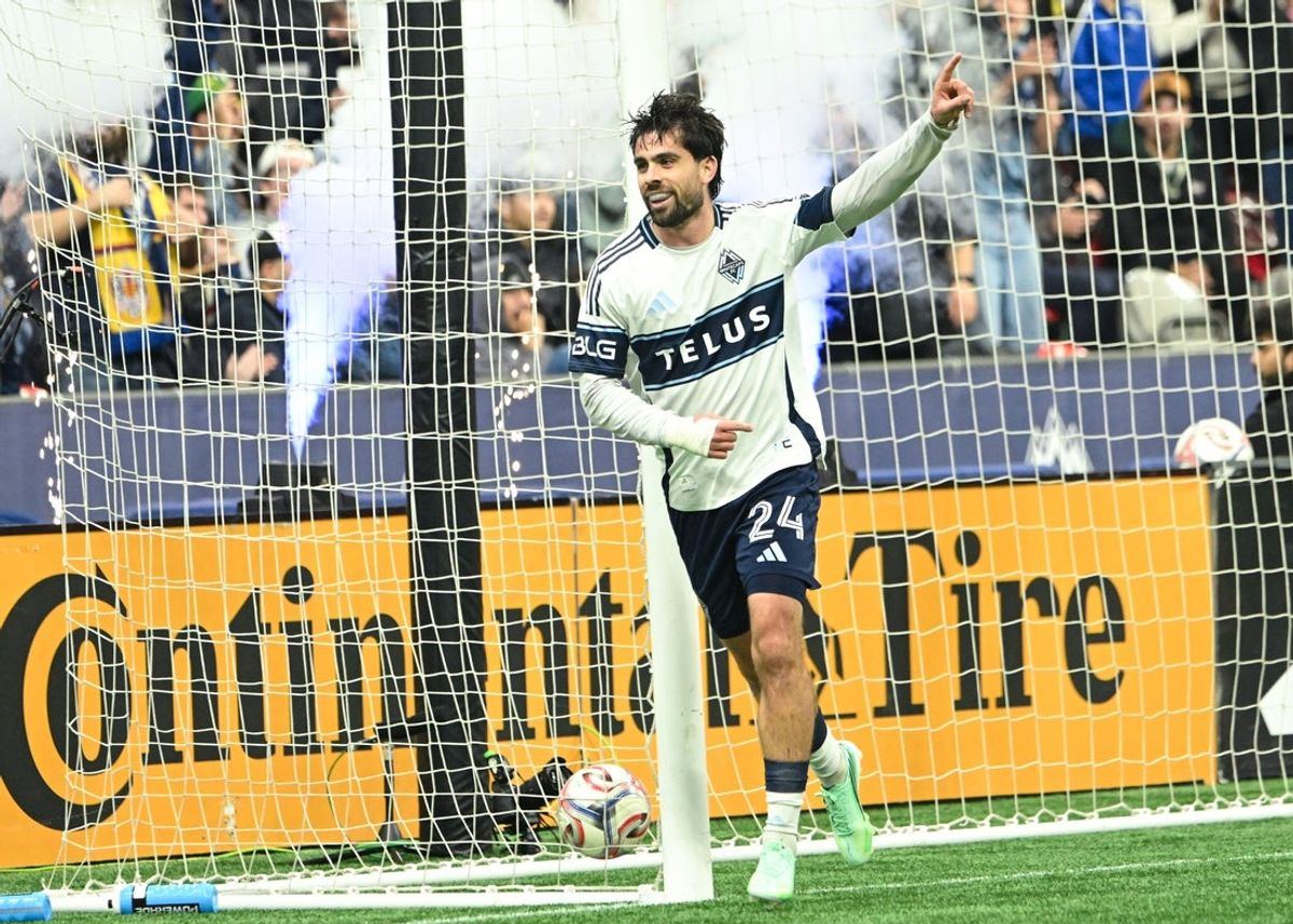 Vancouver Whitecaps forward Brian White celebrates a goal during the first half against San Diego FC at BC Place on 28 October 2026.