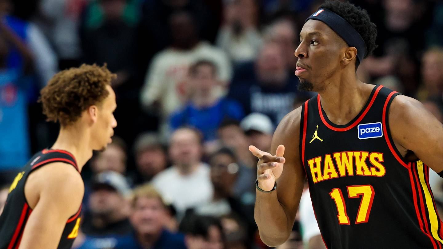 Archive photo of Onyeka Okongwu in an Atlanta Hawks uniform, not from the 29 October 2026 game against Cleveland.