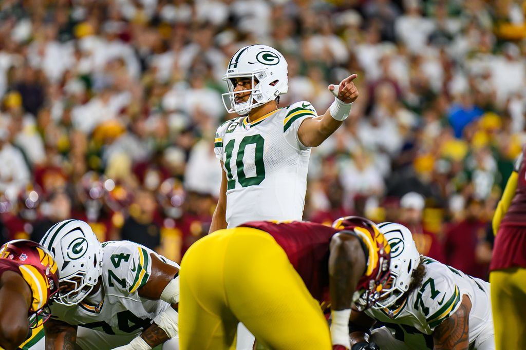File photo, not from the Packers-Panthers game: Green Bay Packers in action against the Washington Commanders at Lambeau Field in 2025.